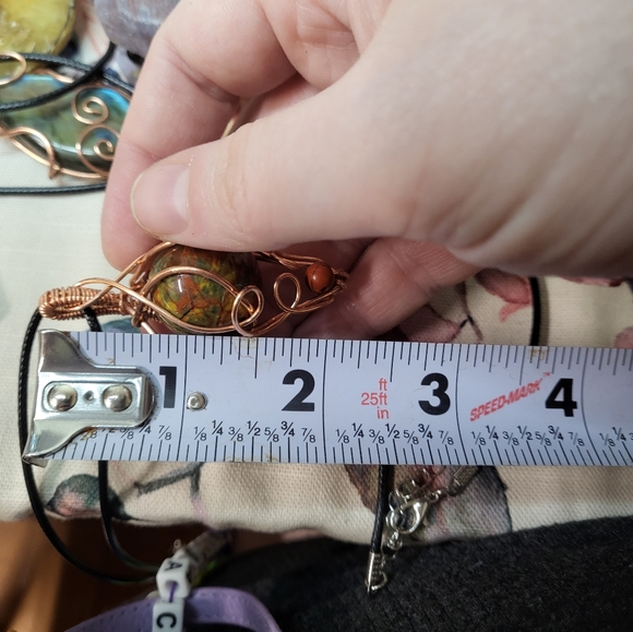 Pietersite Mini Sphere w/ Mookaite Wire Wrap Crystal Pendant - Picture 4 of 4